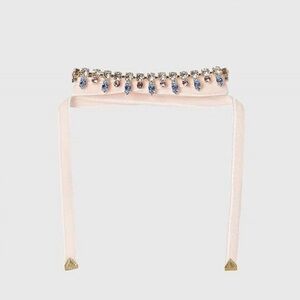 Almarow Gigi Pink Choker‎ Necklace 18K Gold And Couture Velvet